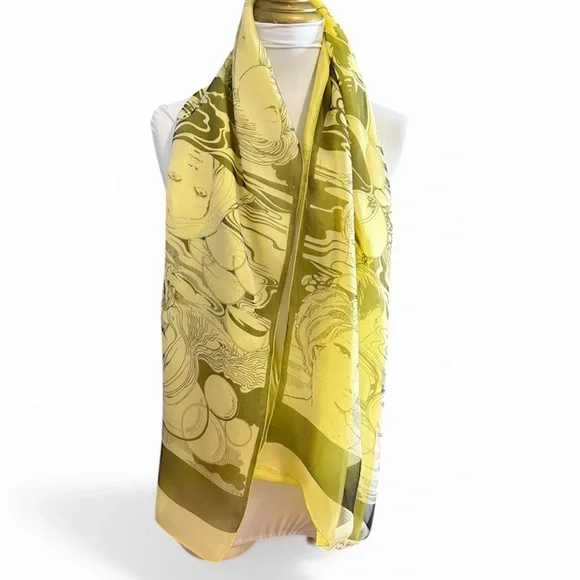 VTG Ted Lapidus Paris Silk Scarf Made in France Double Layer Sheer Art Nouveau - Picture 3 of 9